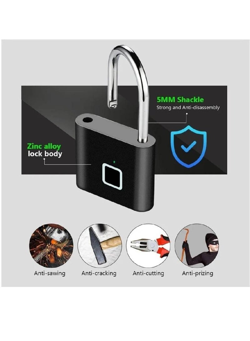 Arabest Smart Digital Alarm Pad Fingerprint Lock/Smart Biometric Fingerprint Padlock Black - Image 3