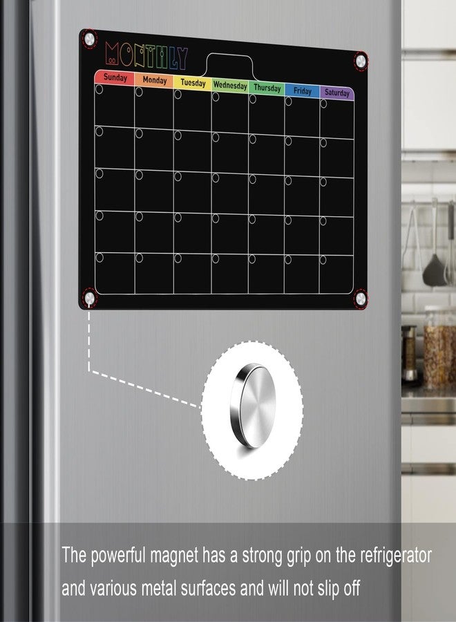 Hivillexun 16.5"x12" Clear Acrylic Magnetic Dry Erase Board with Monthly & Weekly Planner and Daily Notepads, 6 Markers & Large Eraser for Refrigerator Organization (Blcak) - Image 4