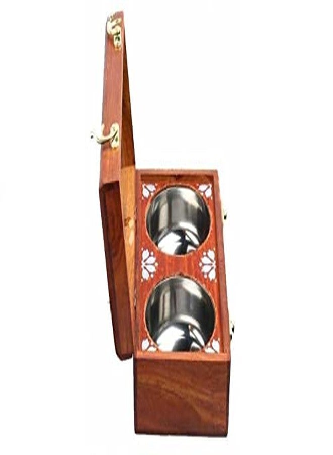 Geetastik Decorative Dry Fruit Box Wooden Bowls Set/Spice Box for Kitchen/Masala Box/Oil & Vinegar Set (Wooden) - Image 2