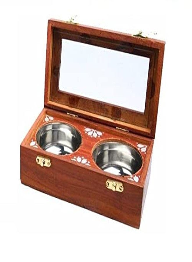 Geetastik Decorative Dry Fruit Box Wooden Bowls Set/Spice Box for Kitchen/Masala Box/Oil & Vinegar Set (Wooden) - Image 3