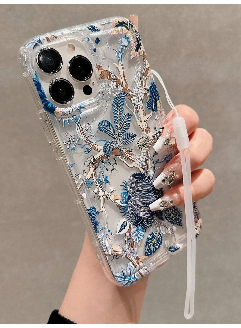 شي إن غطاء هاتف مضاد للصدمات مطبوع برسم النباتات من طراز الربيع الصيف لايفون ١٣   برو ماكس، قطعة واحدة - Image 1