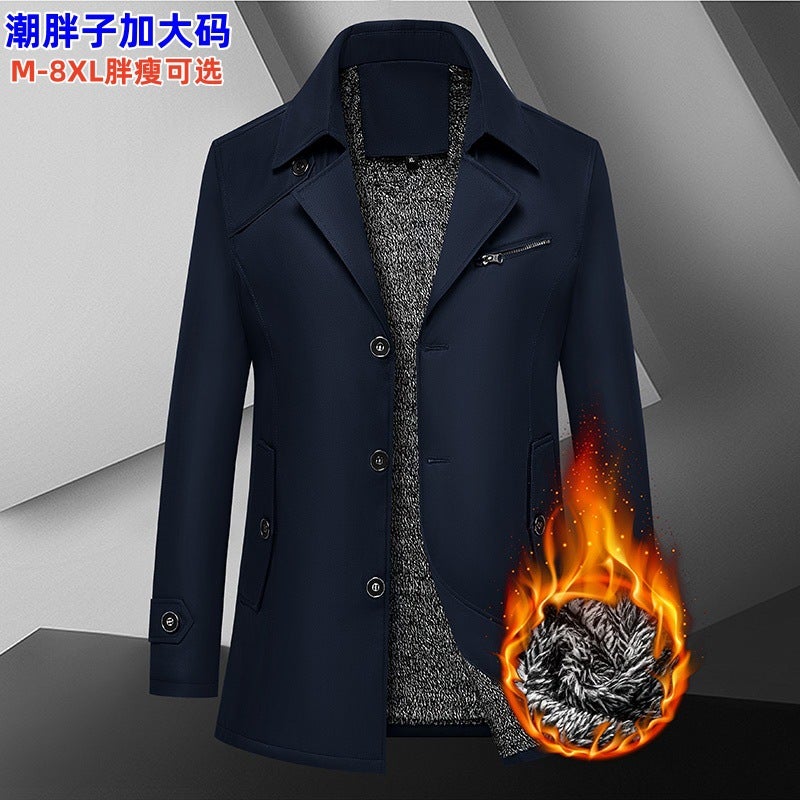 M-8Xl New Fleece-Lined Mid-Length Windbreaker Jacket For Men, Large Size, Windbreaker Jacket, Quality Suit Factory - Image 3