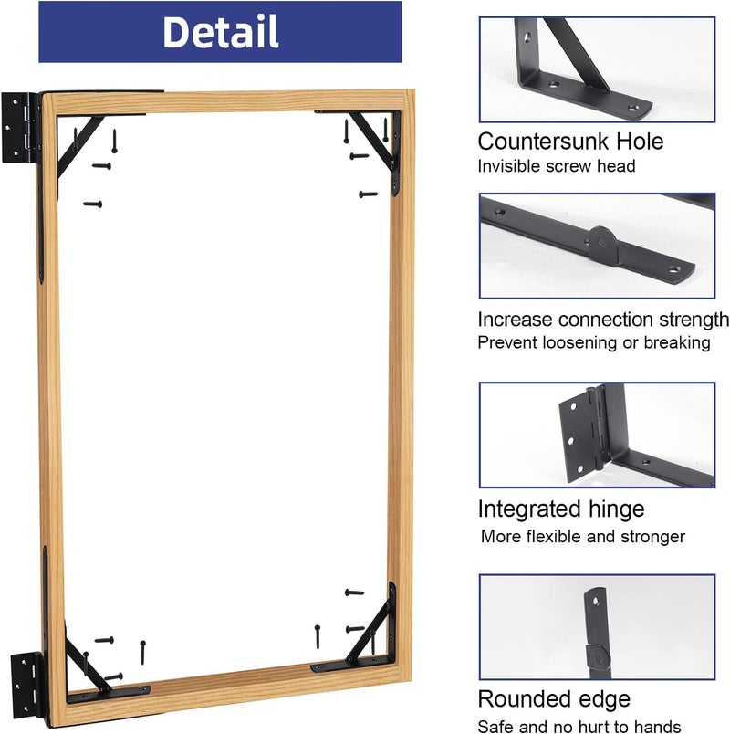 NAKIS Fence Gate Kit Gate Hardware, 1 Set Anti Sag Gate Kit Heavy Duty No Sag, Anti Twist Gate Frame Corner Brackets Kit Withstand 150 lbs, Gate Hardware Kit for Wood Fence Gate - Image 4
