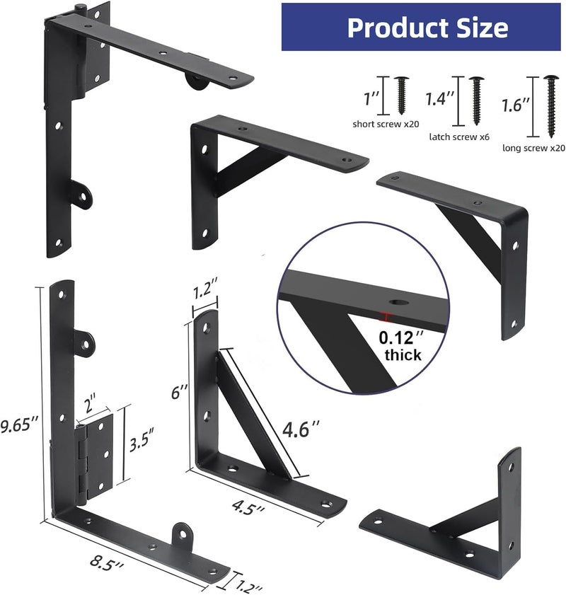 NAKIS Fence Gate Kit Gate Hardware, 1 Set Anti Sag Gate Kit Heavy Duty No Sag, Anti Twist Gate Frame Corner Brackets Kit Withstand 150 lbs, Gate Hardware Kit for Wood Fence Gate - Image 2