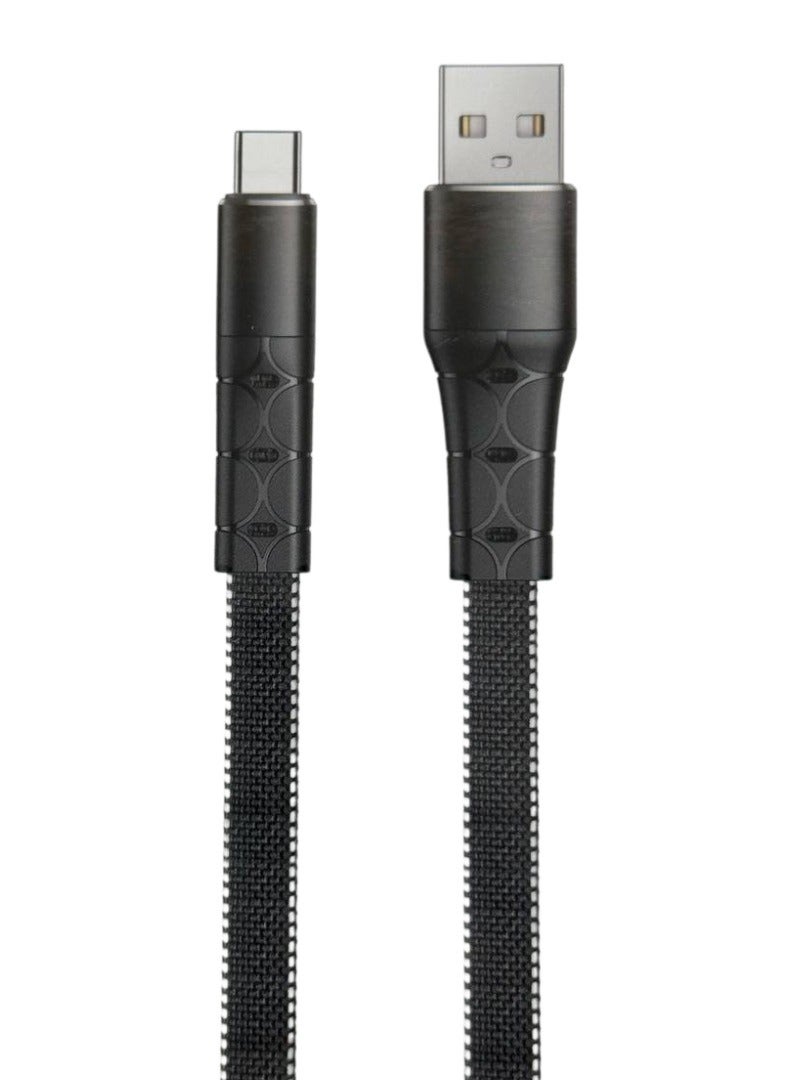 Flat Type-C Fast Charging Cable 5A | 1M USB-A to USB-C | Super Fast Charger & Data Sync | Soft Durable Anti-Tangle | QC 3.0 Compatible - Image 1