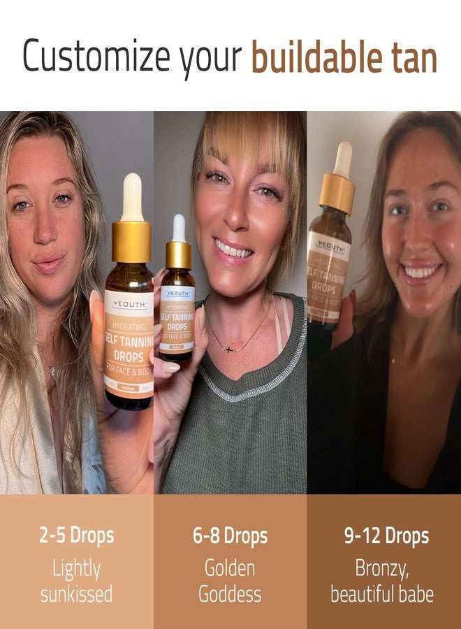 YEOUTH Face Tanning Drops to Add to Moisturizer, Hydrating Medium Face Tanner, Customizable Facial Bronzing Drops, No Nasty Smell, No Orange Tan 1oz - Image 3