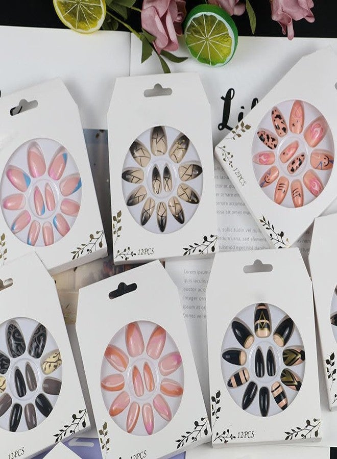 GODFLY False Girl's Nails Lovely Gift for Women (Multi Design & Colour)(12 Pcs / 1 Box)(1 PACK) - Image 2