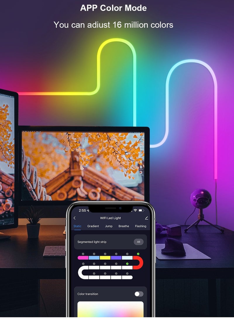 Furtey Smart Neon Strip, Smart LED Light Strip, 3m with APP Control and WiFi Music Sync, Compatible with Alexa, Google Assistant, USB LED Neon Light for Bedroom, Living Room, Game Decoration - Image 4