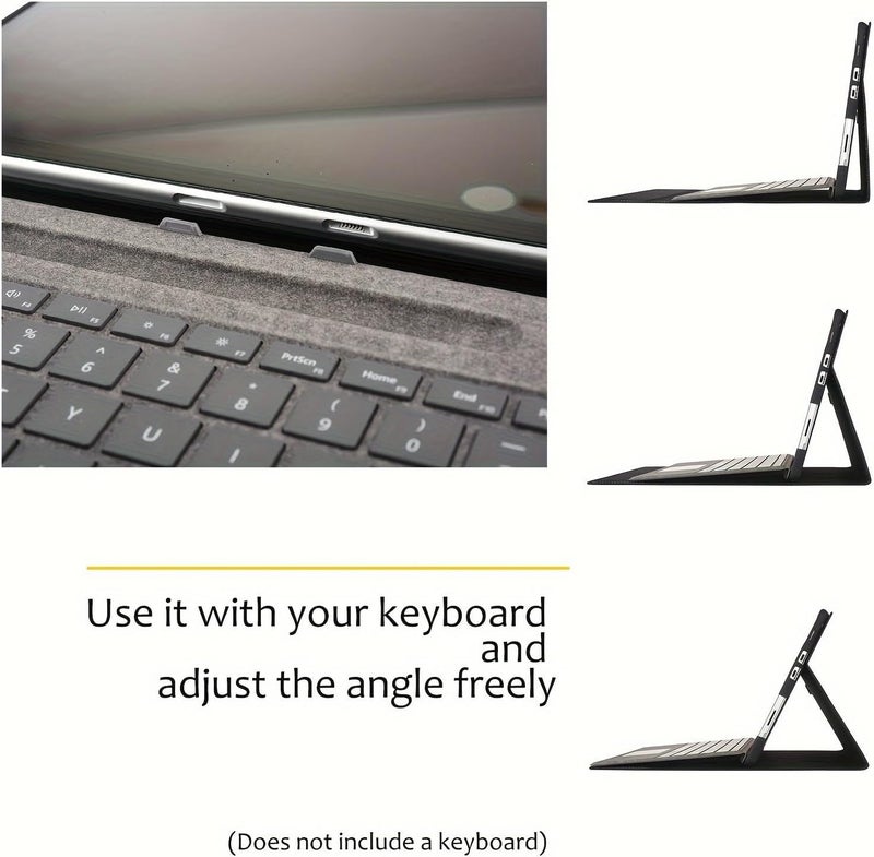 هونيمون جراب فوليو من الجلد الصناعي متوافق مع أجهزة مايكروسوفت سيرفس برو 11/10/9 مقاس 13 بوصة، جراب صلب واقٍ مع حامل قلم وغطاء للكمبيوتر اللوحي، رمادي - Image 4