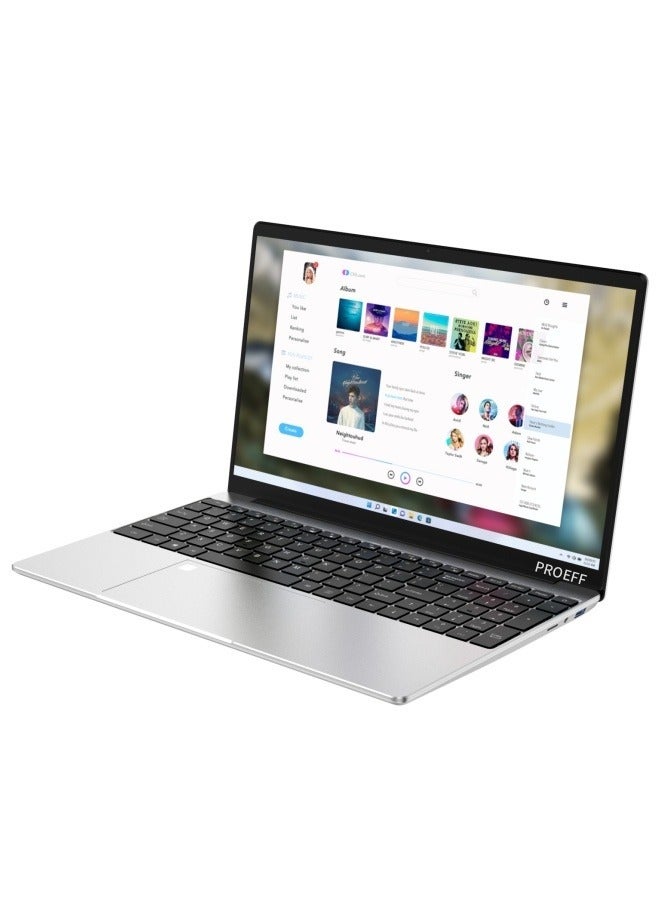 (Upgraded Version) Laptop With 15.6-Inch Display, Intel 12th Gen Alder Lake-N95 Processor/16GB DDR4 RAM/512GB SSD/Dual-Band 5G WIFI+Bluetooth/Fingerprint Unlock/Backlit Keyboard/180-Degree Opening and Closing/Windows 11 Pro Silver english english - Image 2
