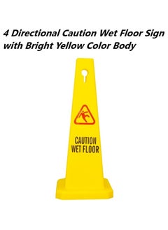 BERRY Berry Caution Wet Floor Safety Cone – Yellow 4-Sided High Visibility Sign for Enhanced Safety  - Image 3