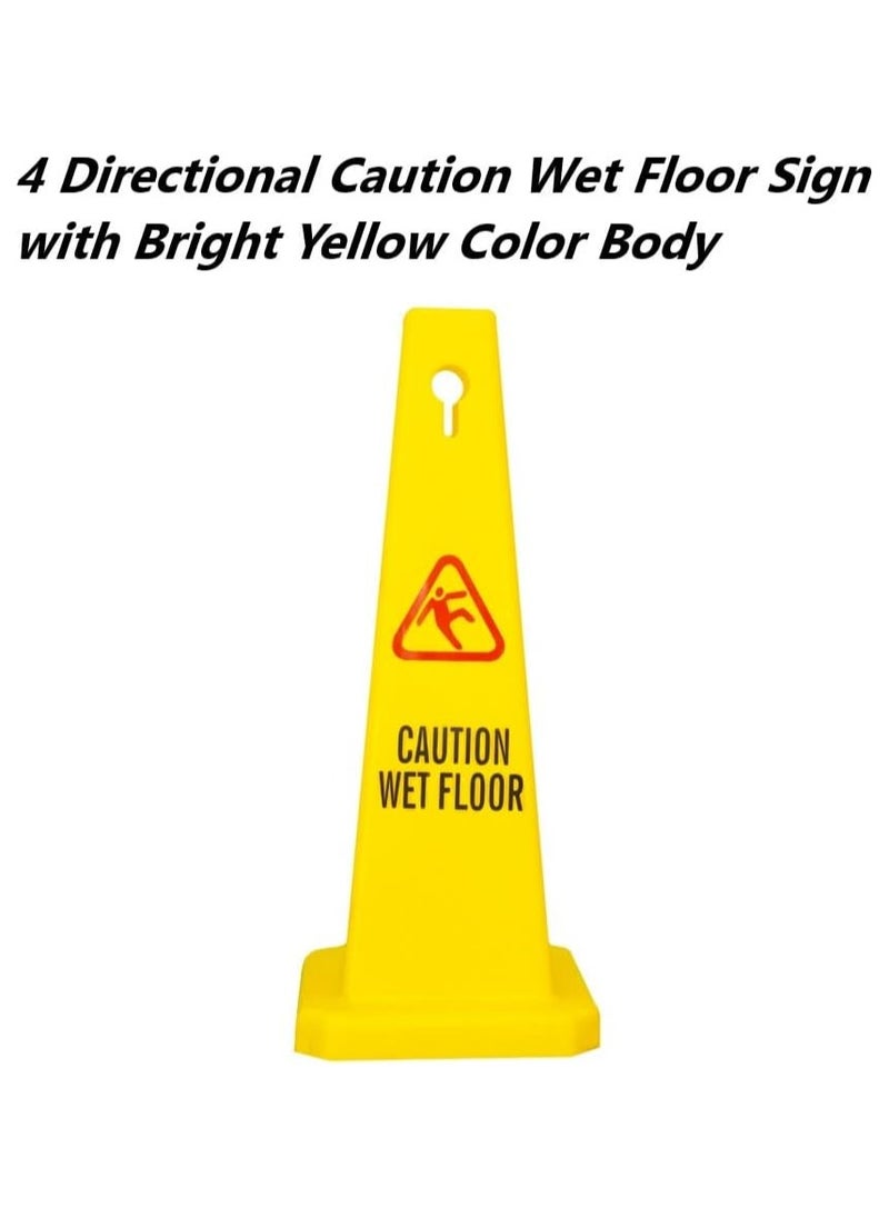 BERRY Berry Caution Wet Floor Safety Cone – Yellow 4-Sided High Visibility Sign for Enhanced Safety  - Image 3