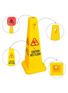 BERRY Berry Caution Wet Floor Safety Cone – Yellow 4-Sided High Visibility Sign for Enhanced Safety  - Image 4