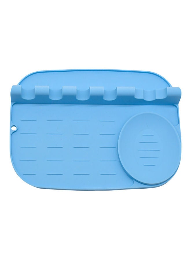 NIBEMINENT Silicone Utensil Rest With Drip Pad Blue 25.3 x 19.0 3.8cm