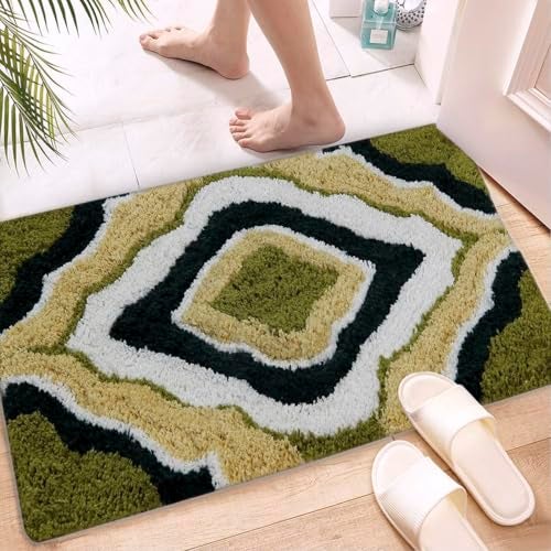 AAZEEM Cotton Door Mat (Green, 16 inch x 24 inch) - Image 1