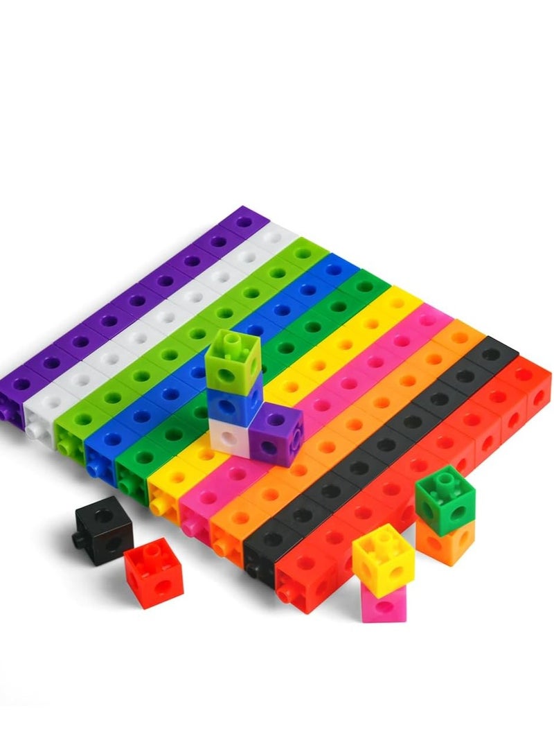 HOTUT 100 Pcs Maths Cubes with 10 Colours, Linking Cubes, Early Years Maths Learning, Magic Counting Blocks, Counting Block Set for School and Home - 2 CM  - Image 1