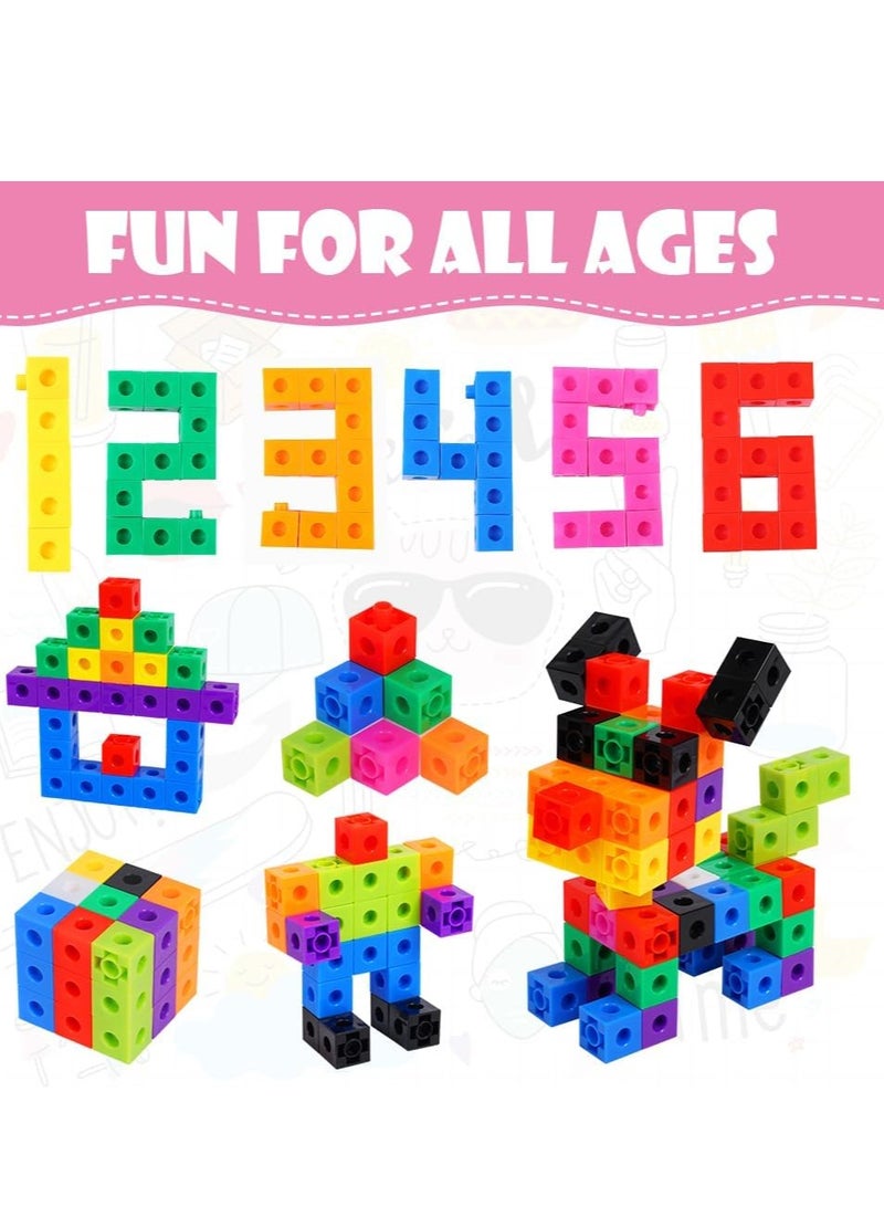 HOTUT 100 Pcs Maths Cubes with 10 Colours, Linking Cubes, Early Years Maths Learning, Magic Counting Blocks, Counting Block Set for School and Home - 2 CM  - Image 4