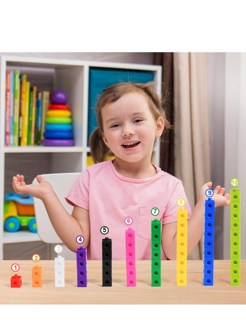 HOTUT 100 Pcs Maths Cubes with 10 Colours, Linking Cubes, Early Years Maths Learning, Magic Counting Blocks, Counting Block Set for School and Home - 2 CM  - Image 5