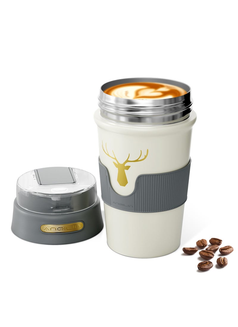 Travel Coffee Mug, 450ml Double Wall Vacuum Insulated Coffee Mug, Stainless Steel Reusable Coffee Tumbler with Sliding Lid and Straw, for Hot and Cold Water Coffee and Tea(Grey) - pzsku/Z1E9DD576A1CDE020A1E4Z/45/_/1719908724/27ff9fa8-f7d0-484a-ae52-9613ac85eb0e