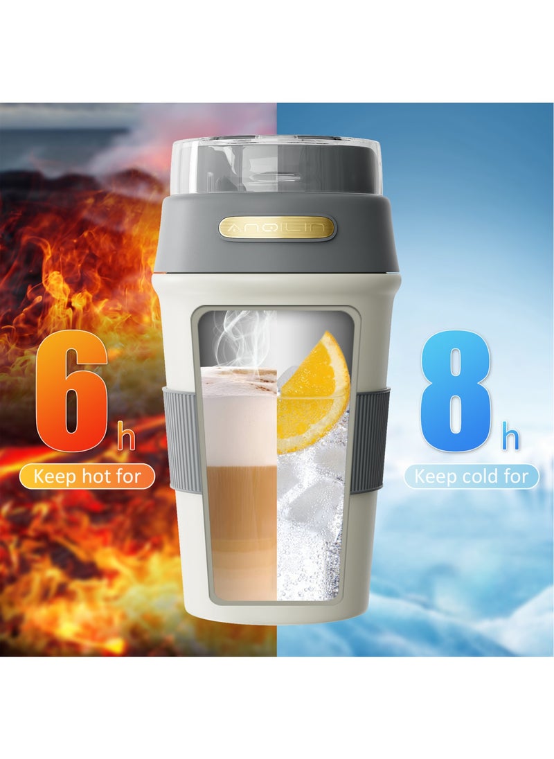 Travel Coffee Mug, 450ml Double Wall Vacuum Insulated Coffee Mug, Stainless Steel Reusable Coffee Tumbler with Sliding Lid and Straw, for Hot and Cold Water Coffee and Tea(Grey) - pzsku/Z1E9DD576A1CDE020A1E4Z/45/_/1719908724/97a84bd3-35c9-4cb7-af62-ecd9e81afc4c