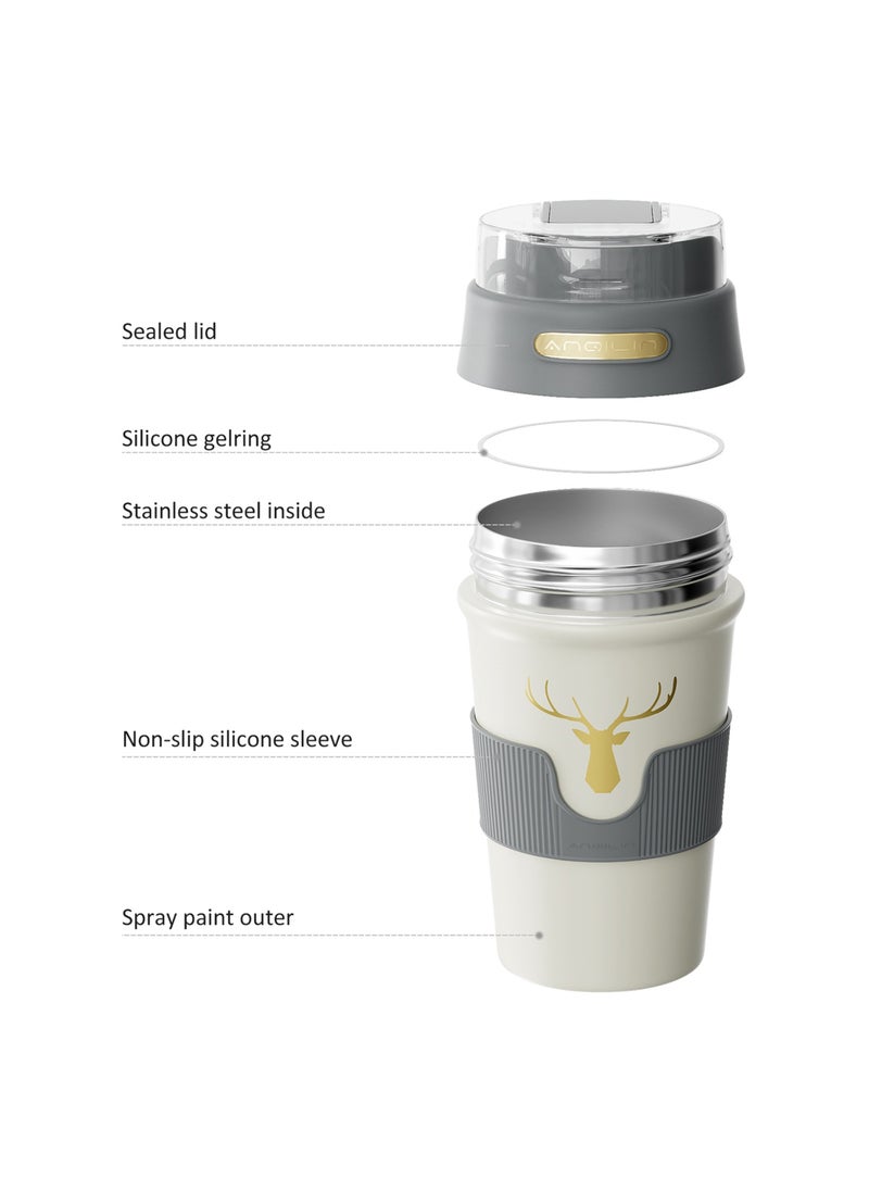 Travel Coffee Mug, 450ml Double Wall Vacuum Insulated Coffee Mug, Stainless Steel Reusable Coffee Tumbler with Sliding Lid and Straw, for Hot and Cold Water Coffee and Tea(Grey) - pzsku/Z1E9DD576A1CDE020A1E4Z/45/_/1719908816/82eac9e3-532f-4242-bf85-48dae73b24bc