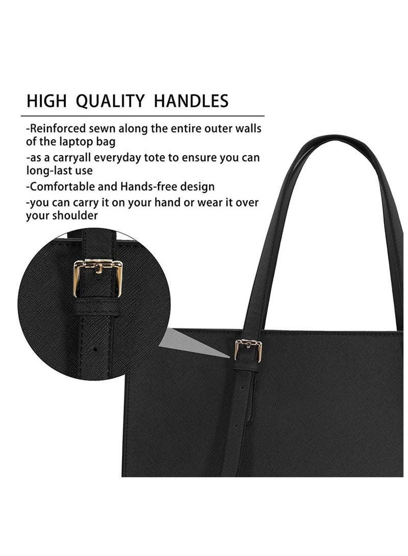 SKT Shiketro Women Laptop Bag Waterproof Lightweight Leather 15.6 Inch Computer Handbag Business Office Briefcase Large Capacity Tote Shoulder Bag Professional Office Work Bag Black  - Image 3