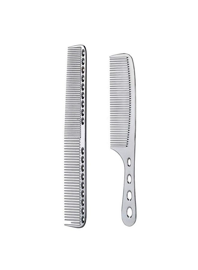 wweenuo 2 Pcs Stainless Steel Hair Combs Anti Static Styling Comb Hairdressing Barbers Combs (Silver) - Image 2
