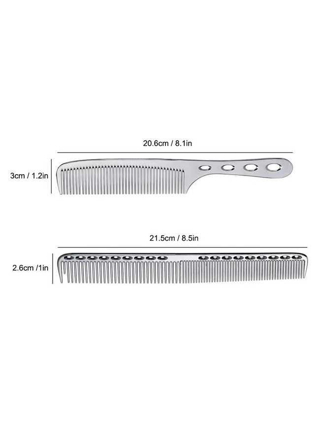 wweenuo 2 Pcs Stainless Steel Hair Combs Anti Static Styling Comb Hairdressing Barbers Combs (Silver) - Image 3