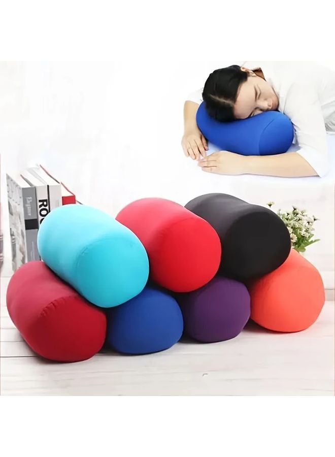 وسادة أنبوبية من حبيبات رمادية داكنة ناعمة لدعم الرقبة والساقين والذراعين والظهر مع وسادة محمولة - Image 2