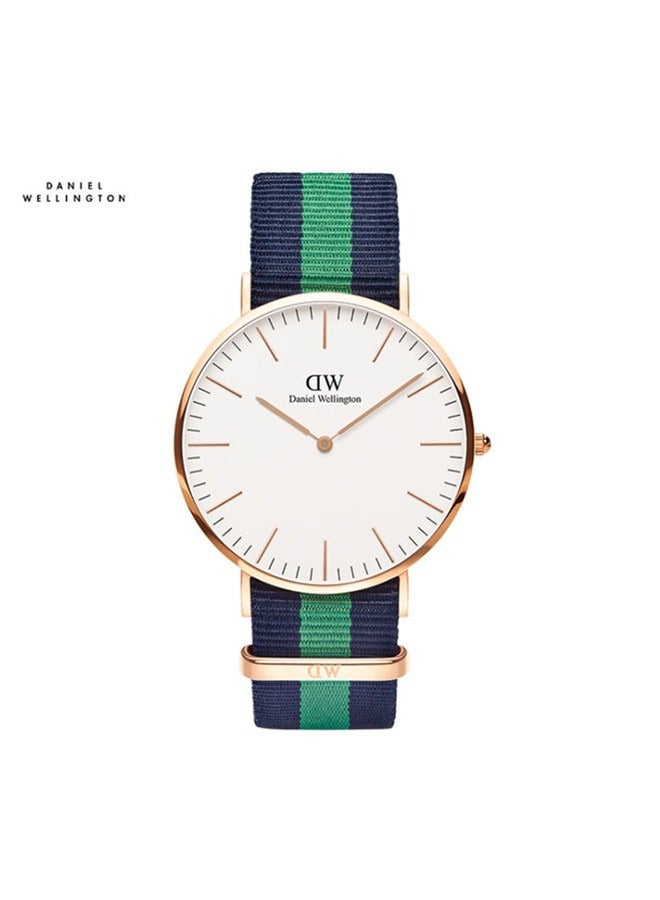 Daniel Wellington Classic Warwick White Dial Two Tone Nylon Strap Watch for Men - DW00100005