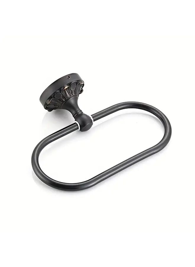 Black Embossed Oval Copper Towel Ring European Style Bathroom Accessory - Image 5