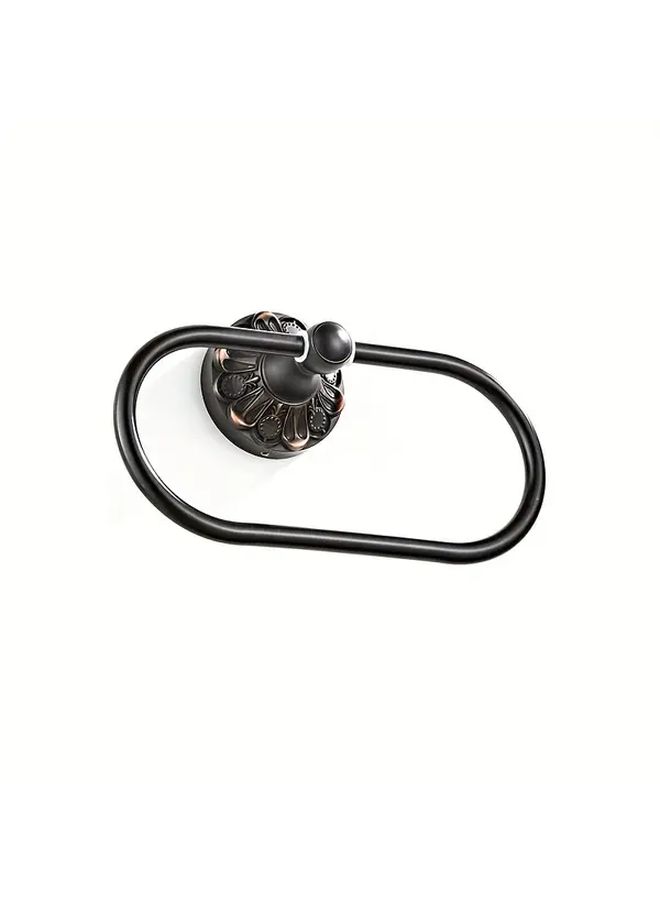 Black Embossed Oval Copper Towel Ring European Style Bathroom Accessory - Image 4