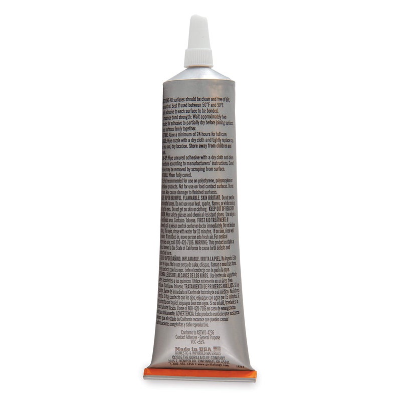 Gorilla Clear Grip Waterproof Contact Adhesive, 3 Ounce Tube, Clear, (Pack of 1) - Image 4