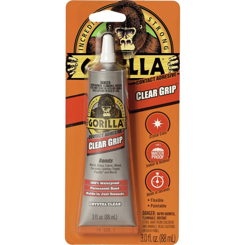 Gorilla Clear Grip Waterproof Contact Adhesive, 3 Ounce Tube, Clear, (Pack of 1) - Image 1