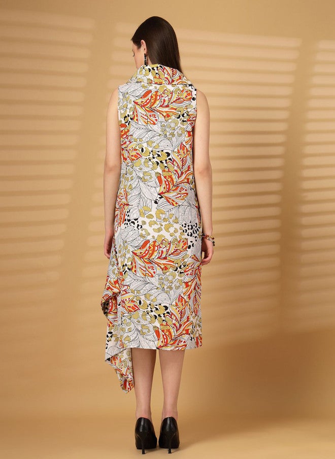 Rue Collection فستان نسائي ملون بتصميم تجريدي مع قصّة ضيقة وواسعة - Image 5