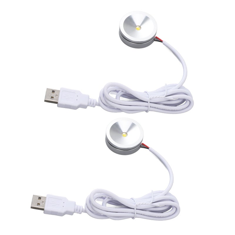 مصباح عرض LED صغير بإضاءة مركزية مع سلك USB بطول 4.2 قدمًا لخزائن المجوهرات والمرفأ والأرفف - ضوء طبيعي 5 فولت - Image 3