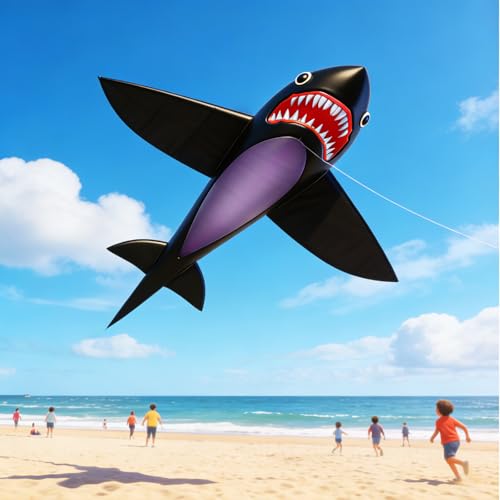 HENGDA KITE for Kids Lifelike Black Shark Kite Single Line Kite Flying for Children Kids Outdoor Toys Beach Park Playing - Image 5