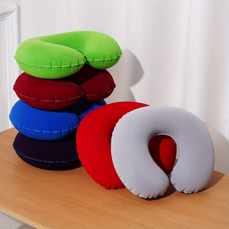 Wine Red Ultra Light Inflatable Travel Pillow Small Portable Compact for Camping Hiking Neck Lumbar Support - Image 3