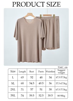 DUNISO Men's Pajamas Set Short Sleeve Summer Relaxed Pajamas Round Neck High Elastic Breathable Thin Pajamas Set  - Image 4
