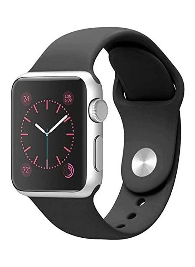 NIBEMINENT Replacement Silicone Strap For Apple Smartwatch 42-44mm Black - Image 1
