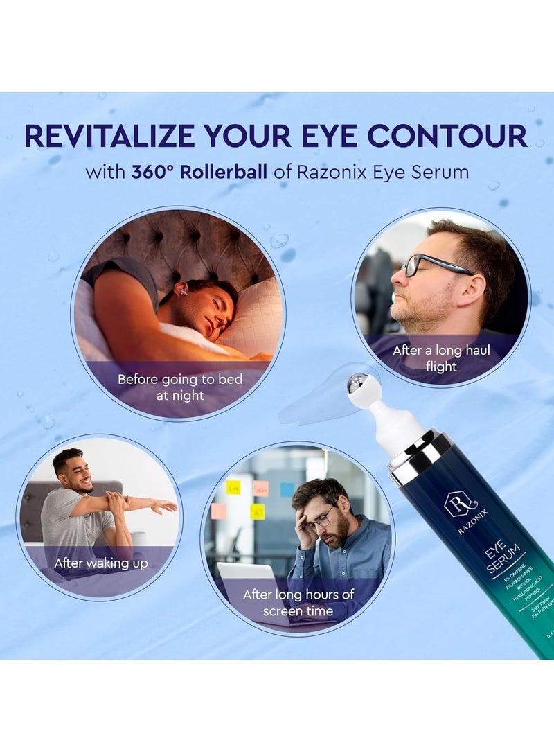 RAZONIX علاج أكياس العين للنساء: كريم تحت العين مع رولر للهالات السوداء - سيروم الكافيين لتقليل الانتفاخات - Image 5
