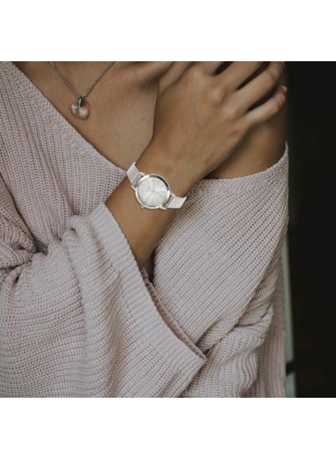 Watch Brand Luxury Mesh Belt Band Creative Quartz Wristwatches Woman Bracelet Wristwatch Montre Femme (Silver White) Casual Wrist Watch for Women Lovers Girlfriend - Image 4
