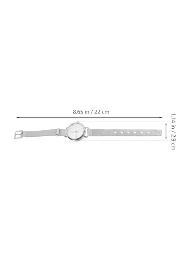 Watch Brand Luxury Mesh Belt Band Creative Quartz Wristwatches Woman Bracelet Wristwatch Montre Femme (Silver White) Casual Wrist Watch for Women Lovers Girlfriend - Image 2