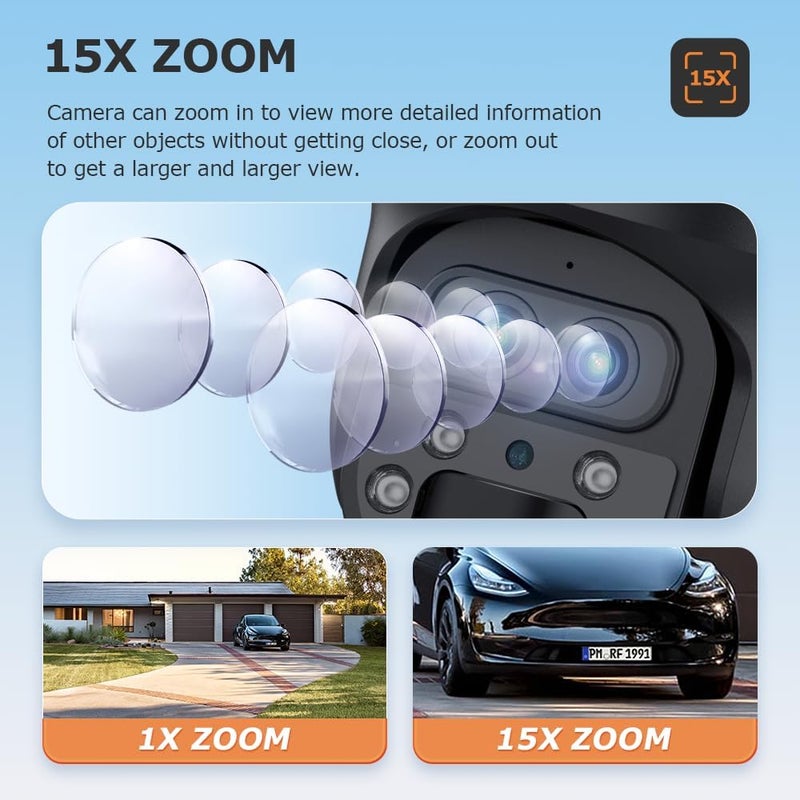 INQMEGA 15X Zoom 4G LTE Cellular Solar Security Camera, 6MP HD Dual-Lens Dual-Screen Outdoor CCTV, Night Vision, Two-Way Audio, PIR Motion Detection, Battery Powered, No WiFi Required - Image 5