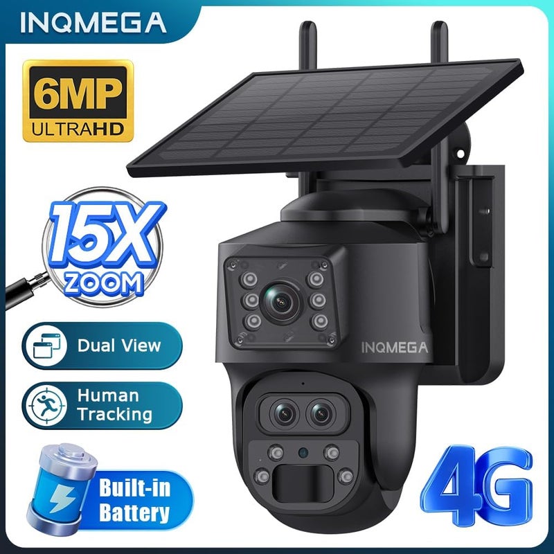 INQMEGA 15X Zoom 4G LTE Cellular Solar Security Camera, 6MP HD Dual-Lens Dual-Screen Outdoor CCTV, Night Vision, Two-Way Audio, PIR Motion Detection, Battery Powered, No WiFi Required - Image 4