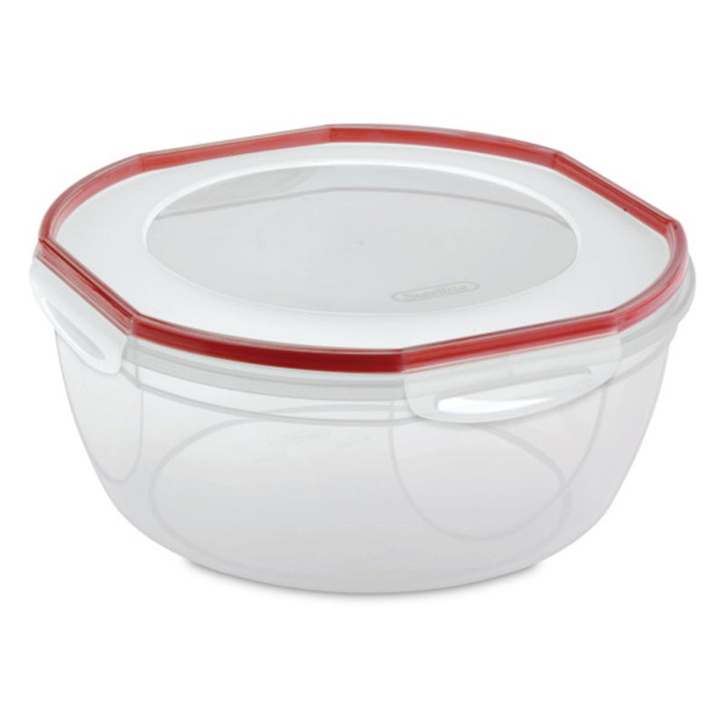 Sterilite Ultra-Seal 8.1 Qt Bowl, Large Airtight Food Storage Container, Latching Lid, Microwave and Dishwasher Safe, Clear With Red Gasket, 2-Pack - Image 2
