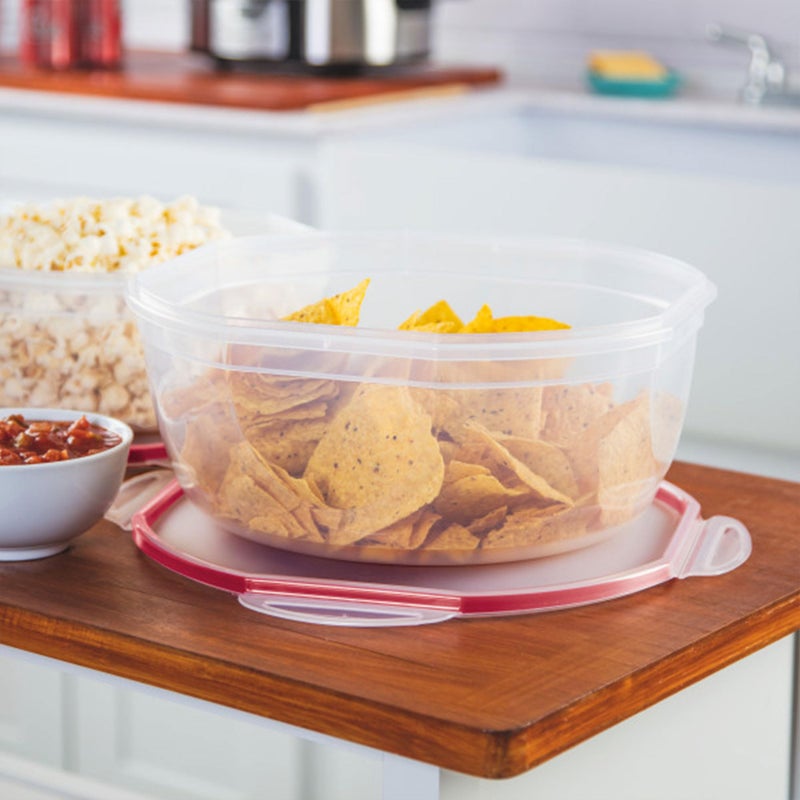 Sterilite Ultra-Seal 8.1 Qt Bowl, Large Airtight Food Storage Container, Latching Lid, Microwave and Dishwasher Safe, Clear With Red Gasket, 2-Pack - Image 5