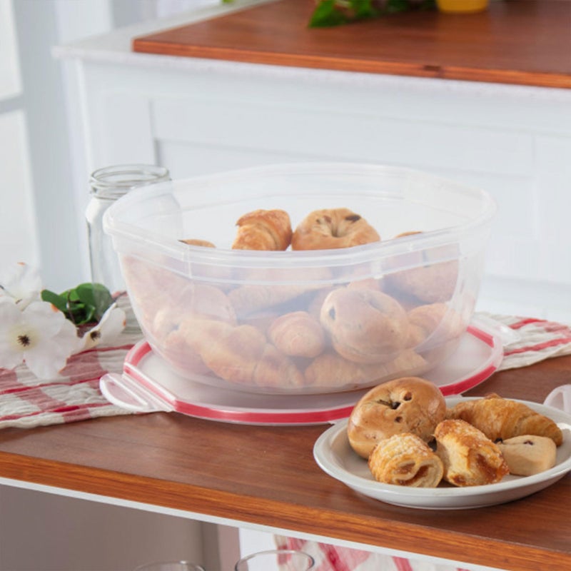 Sterilite Ultra-Seal 8.1 Qt Bowl, Large Airtight Food Storage Container, Latching Lid, Microwave and Dishwasher Safe, Clear With Red Gasket, 2-Pack - Image 4