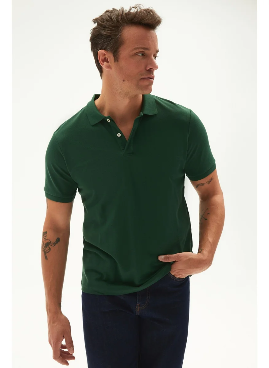 JUNE Men's Casual 100% Cotton Basic Polo Neck T-Shirt