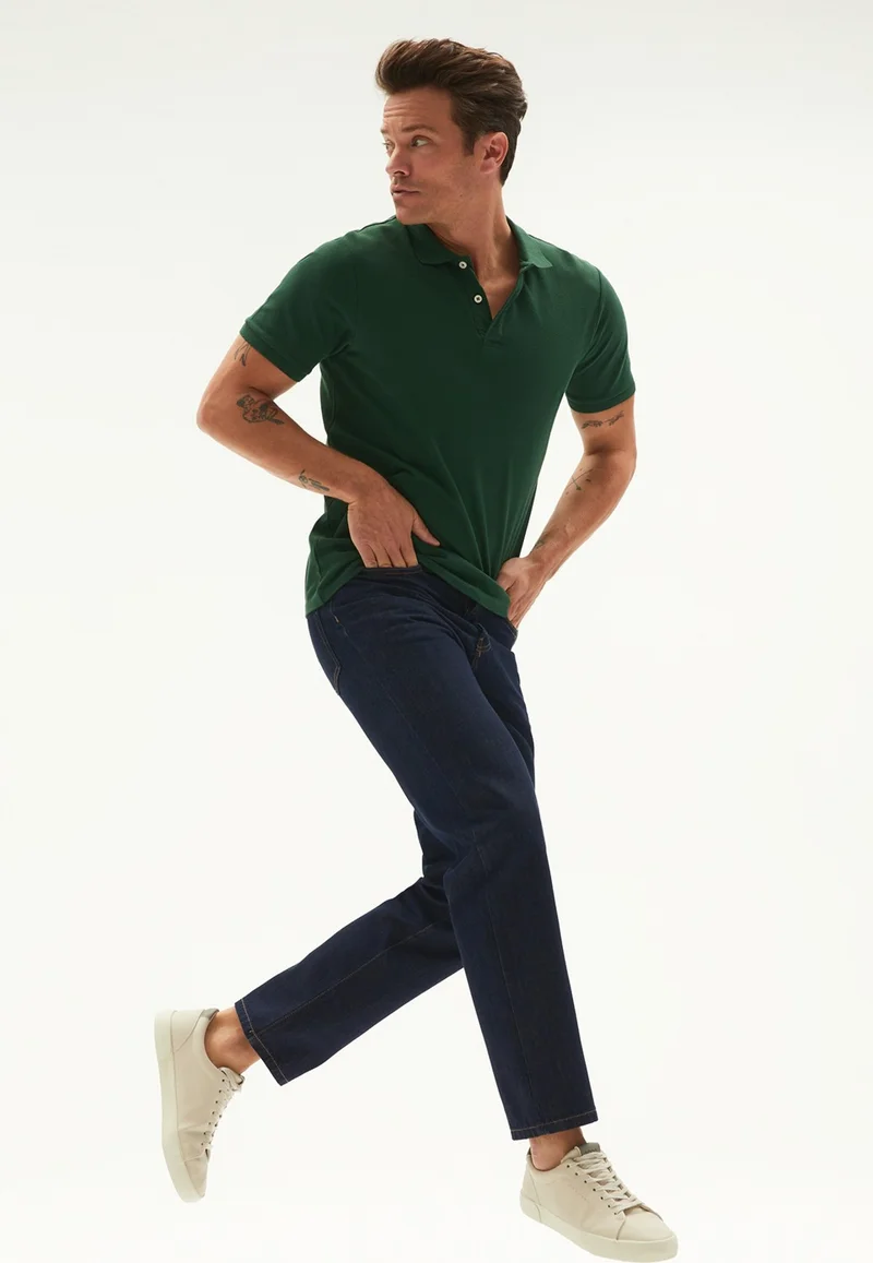 JUNE Men's Casual 100% Cotton Basic Polo Neck T-Shirt